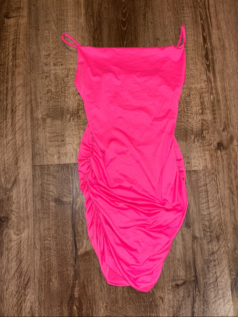 Charlotte Russe Neon Pink Ruched Mini Slip Dress